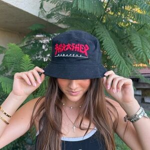 Unisex Black and Red Thrasher Godzilla Bucket Hat Size S/M 100% Cotton